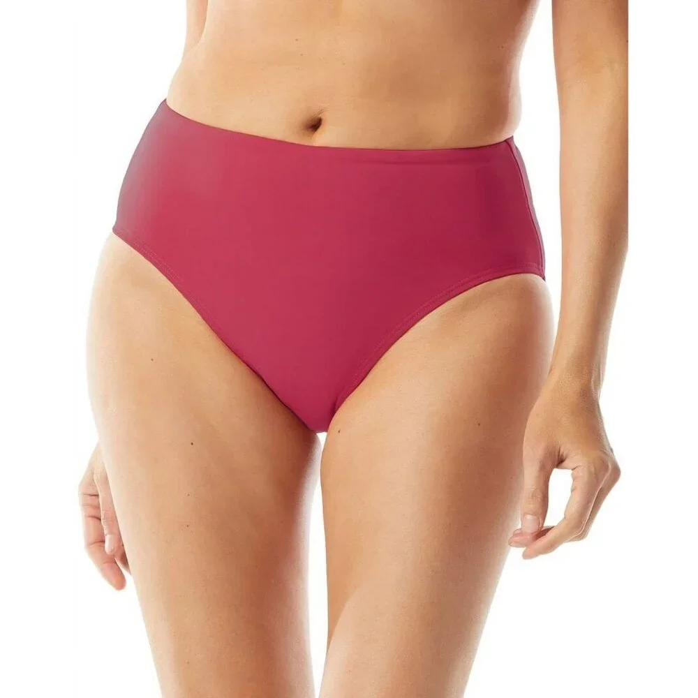 Coco Reef Contours L Onyx High-Rise Bikini Bottom Fuchsia Shapemaker Swimwear